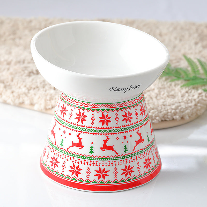 High Foot Protection Cervical Vertebra Oblique Mouth Cat Food Bowl Pet
