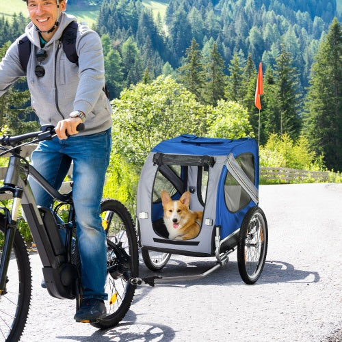 Aosom Dog Bike Trailer Pet Cart Bicycle Wagon Cargo Carrier Attachment For Travel With 3 Entrances Large Wheels For Off-Road & Mesh Screen