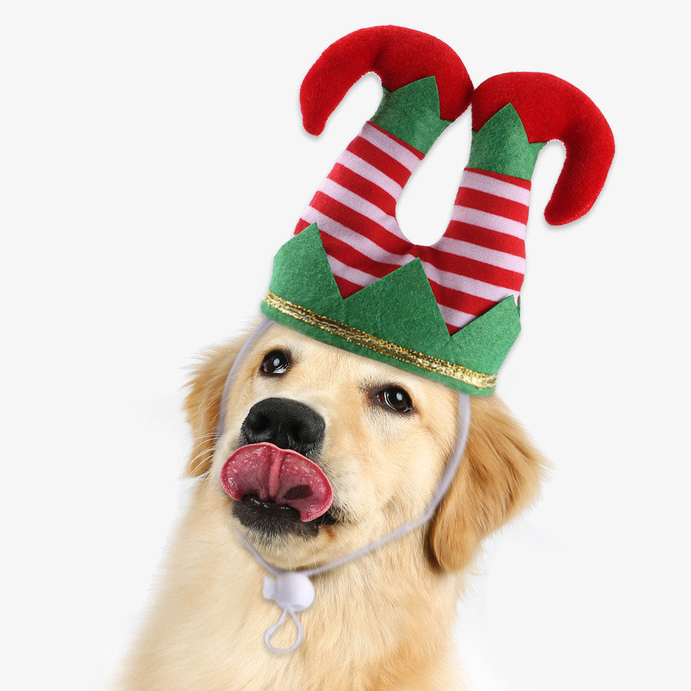 Pet Christmas Funny Striped Clown Hat Dog Ornaments  Supplies Accessories