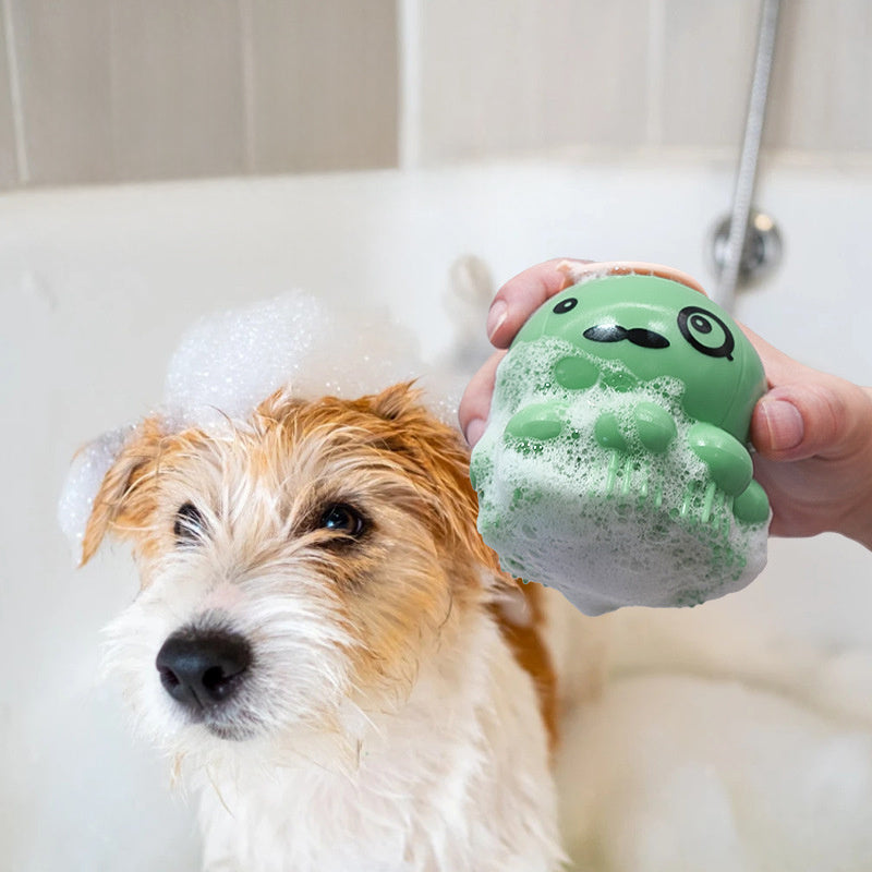 Pet Bath Brush With Body Wash Dog Bath Device Cat Silicone Bath Massage Comb
