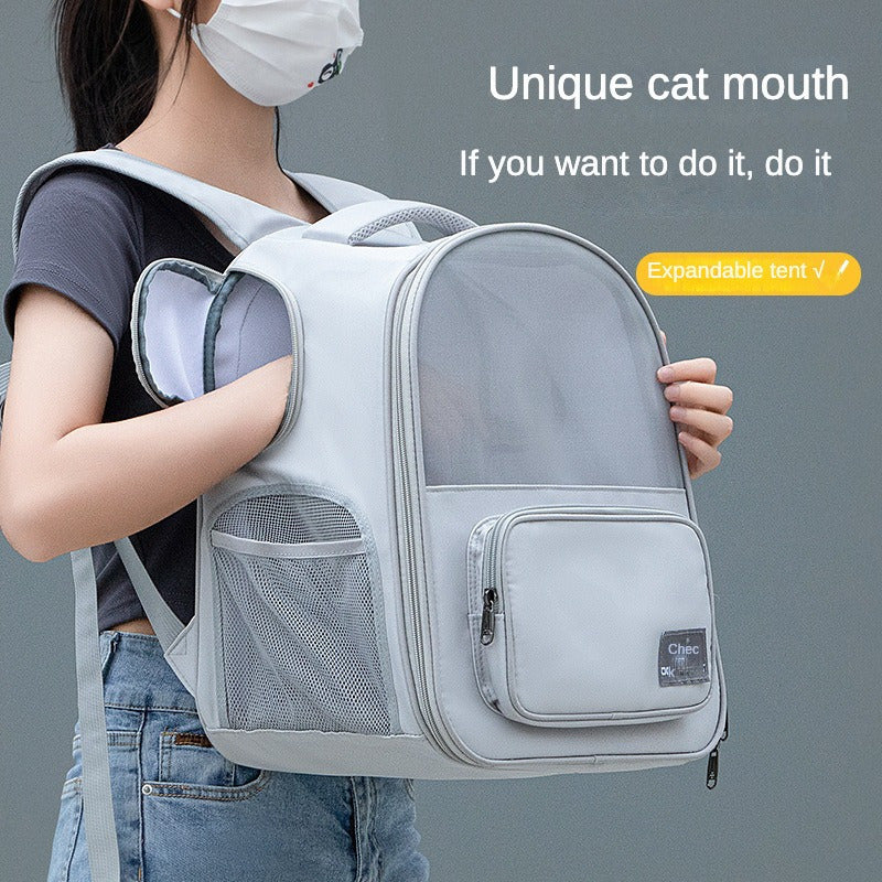 Adventure-Ready, Expandable Pet Carrier Backpack - Large Capacity, Nylon, Zip Closure For Cats & Dogs - Ideal For Outings