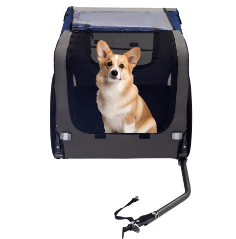Dog Bike Trailer, Breathable Mesh Dog Cart With 3 Entrances, Safety Flag, 8 Reflectors, Folding Pet Carrier Wagon With 20 Inch Wheels, Bicycle Carrier For Medium And Small Sized Dogs