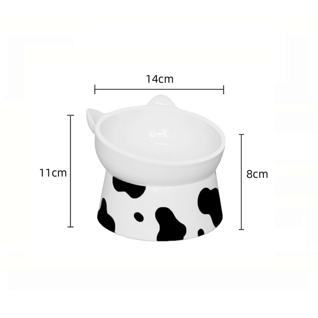 Pet Ceramic Bowl Large Diameter High Foot Oblique Mouth Protection Cervical Spine
