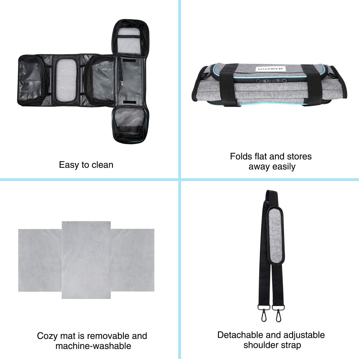 Approved Pet Carrier, Large Soft Sided Pet Travel TSA Carrier 4 Sides Expandable Cat Collapsible Carrier With Removable Fleece Pad And Pockets For Cats Dogs And Small Animals